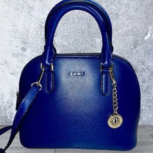 DKNY Bryant Convertible Strap Dome
Satchel Handbag Blue Silver Tone